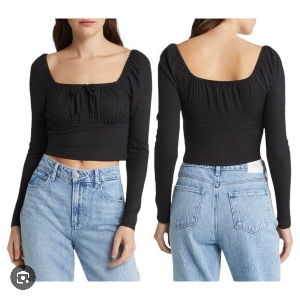 Madewell Ribbed Square Neck Long Sleeve Top